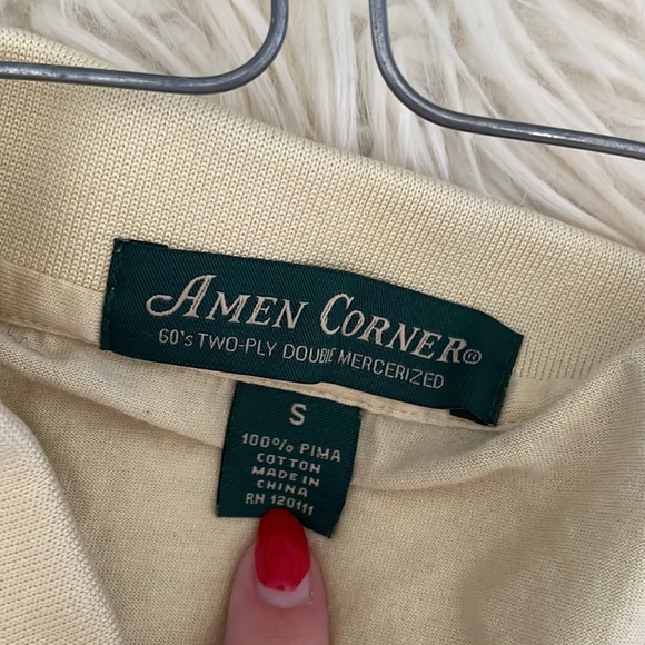 Amen corner 60'S TWO-PLY DOUBE MERCERIZED light yellow masters golf shirt S - Picture 3 of 16